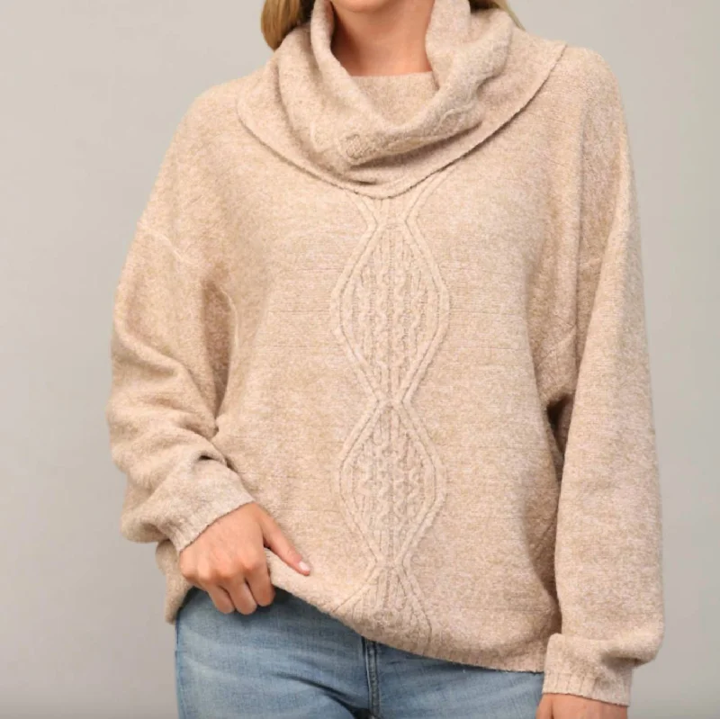 Flash Sale Or Flash Sales Cowl Neck Marled Yarn Sweater In Latte