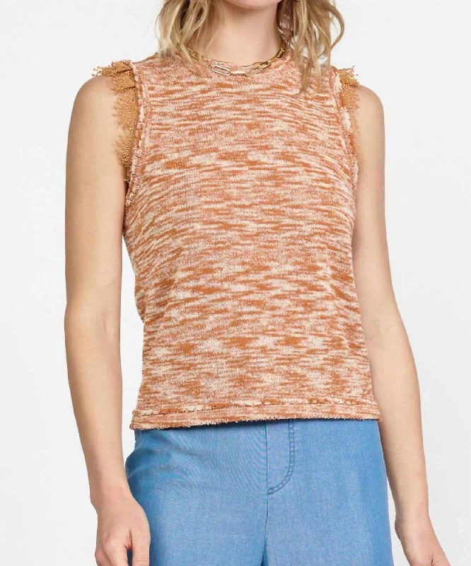 Women's Clothing Nadia Lace Trimmed Sleeveless Sweater In Multi Rust