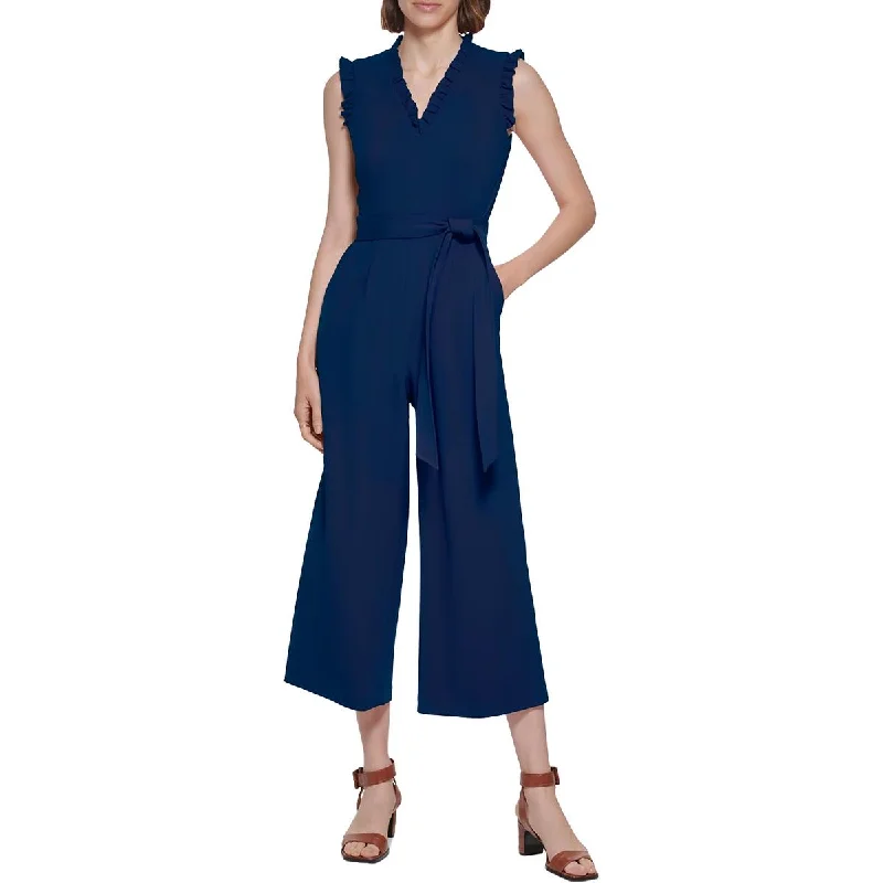 Absurdly Cheap Sale Calvin Klein Womens Knit Rufled Jumpsuit