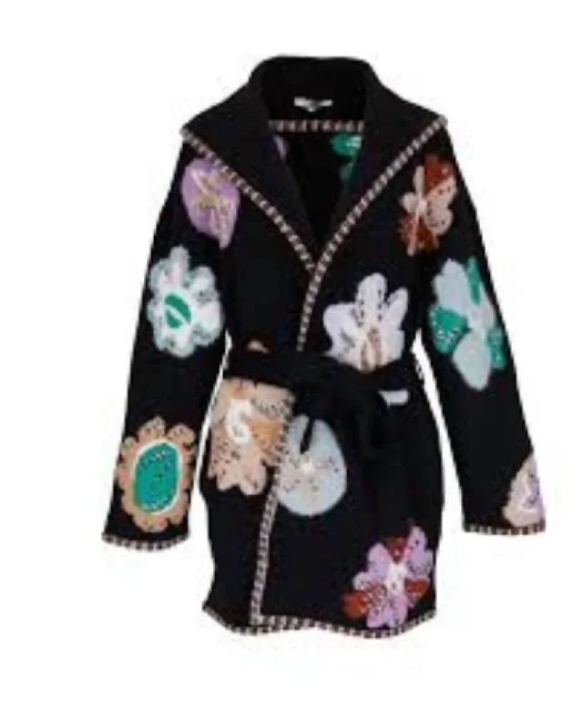 Affordable Women's Fashion Multi Belted Cardigan In Black Multi