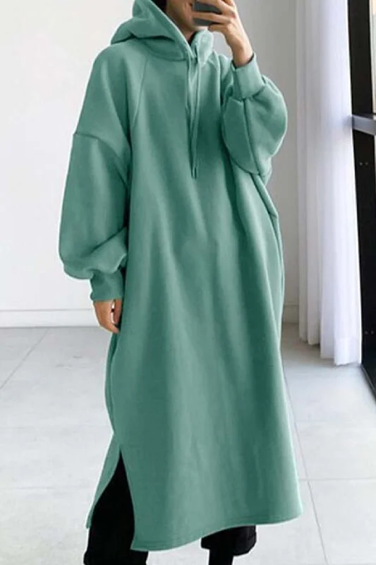 VIP Member Discount Drop Shoulder Hooded Sweatshirt Dress