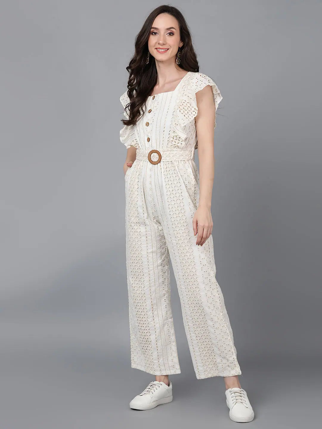 Cheap Women's Clothing Online Women Solid Standard White Jumpsuits & Sets