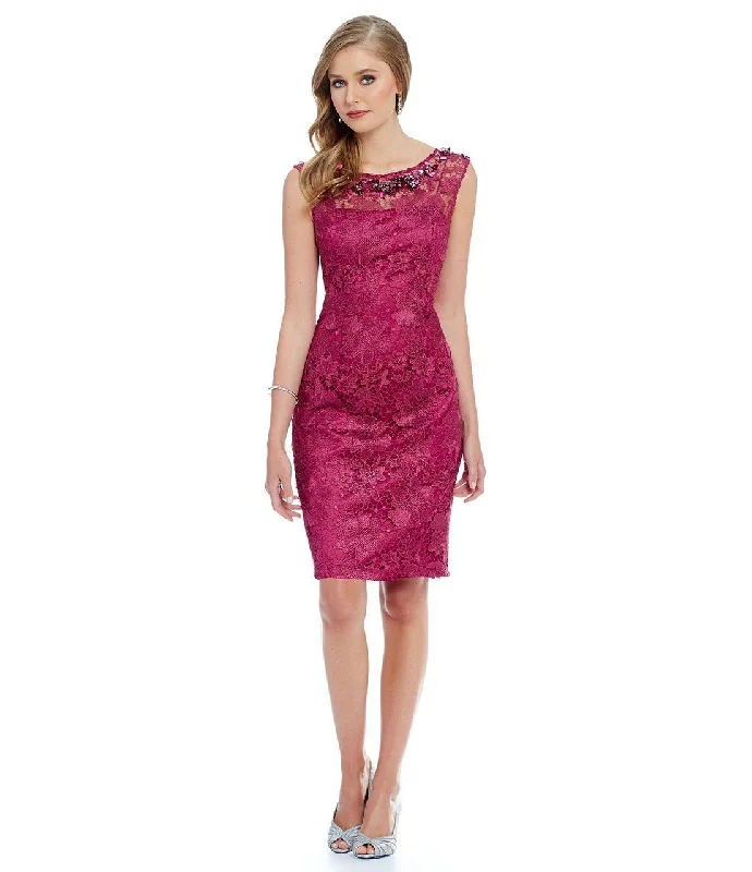 Limited Time Offer Adrianna Papell - Bateau Neckline Lace Cocktail Dress 81925540