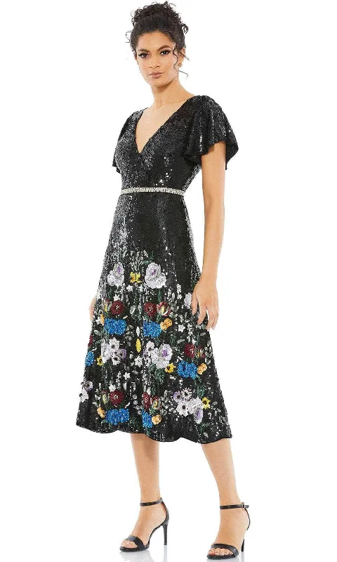 Unleash Your Fashion Mac Duggal 93594 - Floral Sequin A-Line Cocktail Dress