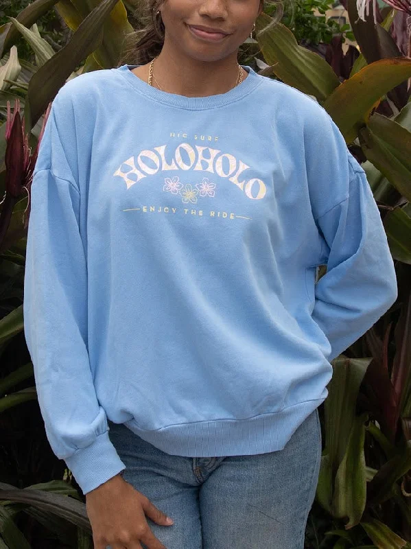 Chic & Cozy Collection HIC HOLOHOLO WOMENS CREW FLEECE - SURF BLUE