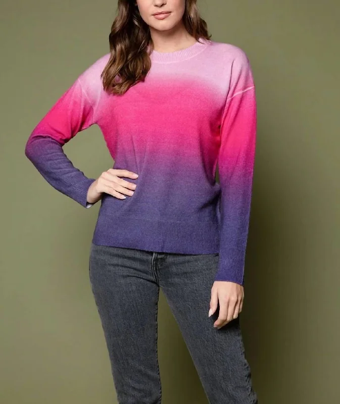 Comfortable Chic Tait Ombre Cashmere Sweater In Twilight