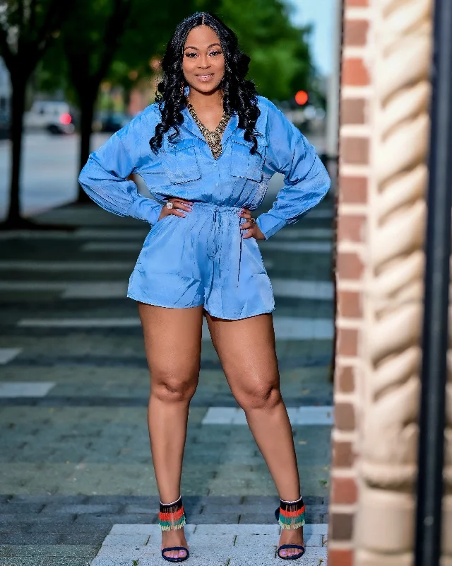 All Season Basics Discount Perfect Timing Romper in blue