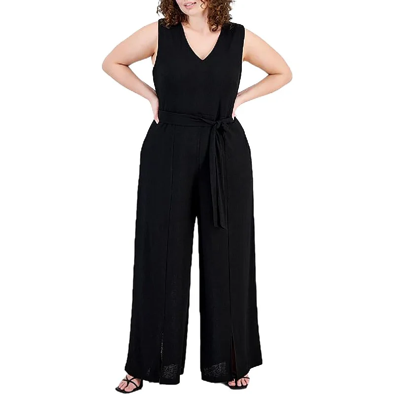 Modern Women's Wardrobe Essentials Bar III Womens Plus V Neck One Piece Jumpsuit