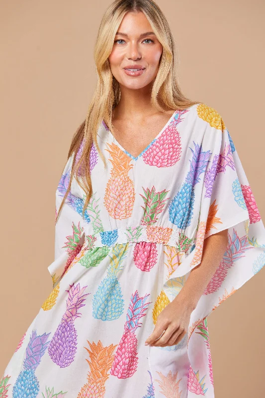 Huge Discounts This Week Christy Caftan in Rainbow Pineapple