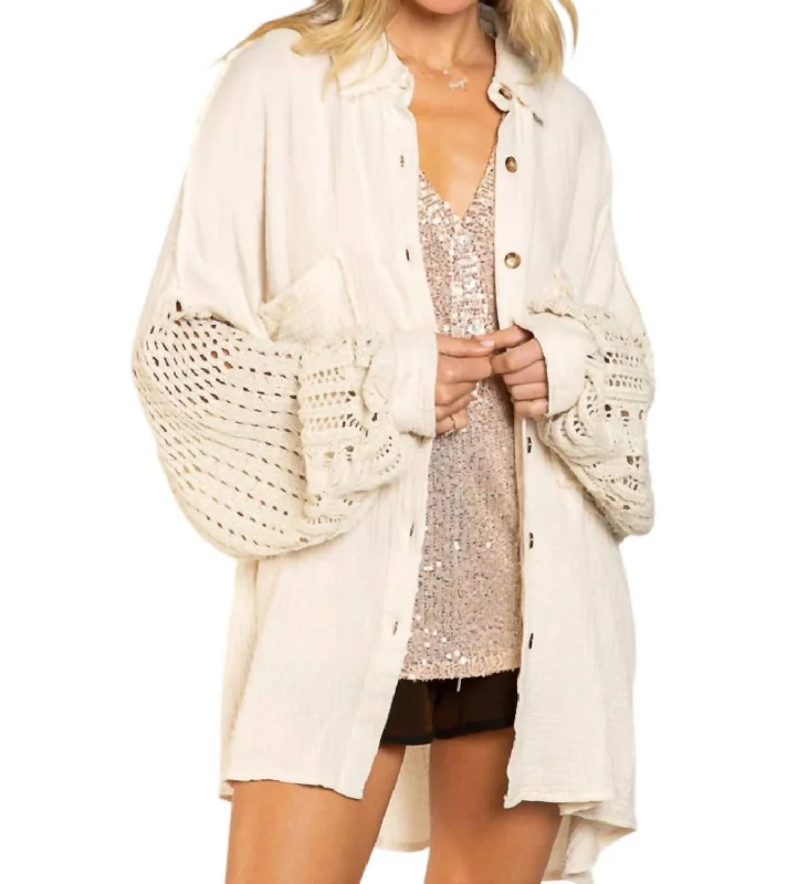 Unleash Your Fashion Oversized Shirt Top Cardigan In Natural