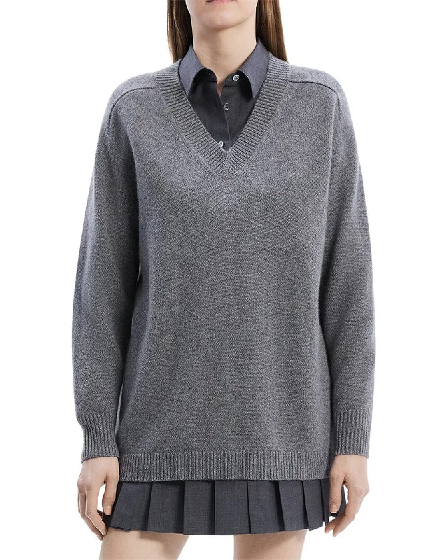 Eclectic Style Wardrobe Theory Karenia Wool &Cashmere-Blend V-Neck Sweater