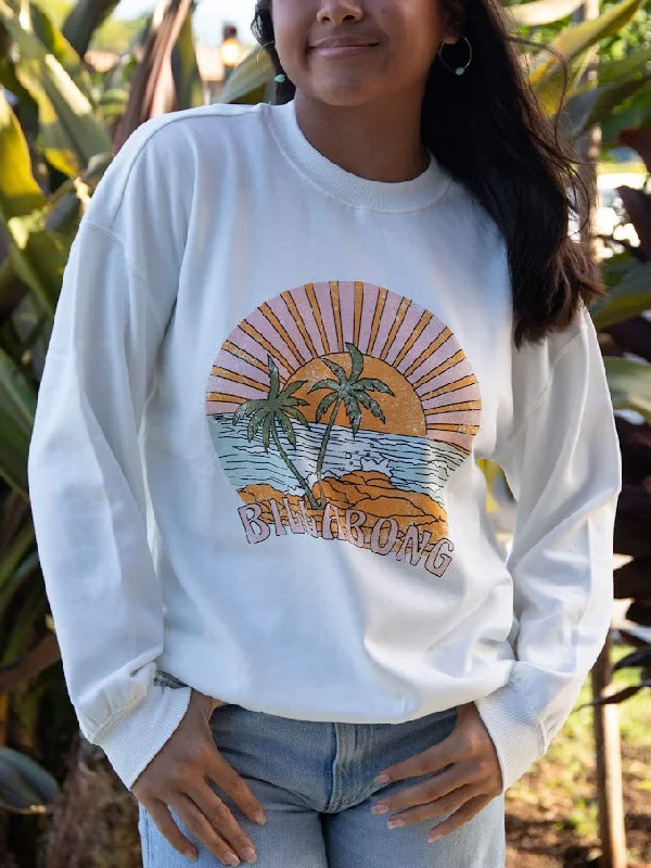 Fashion Forward Femme BILLABONG ISLAND LIFE WOMENS CREW SWEATSHIRT - SALT CRYSTAL WHITE