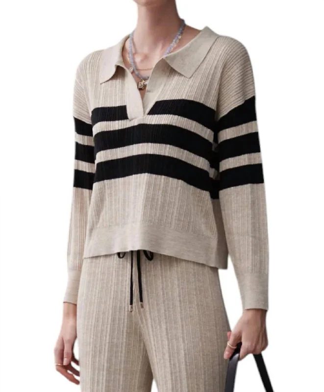 Elegant Women's Fashion Heloise Knit Jumper In Almond/noir