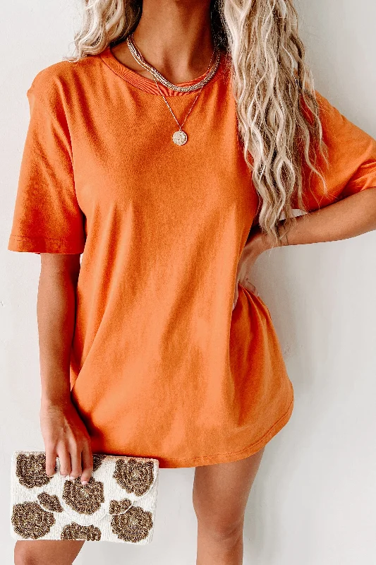 Trendy Casual Outfits Basic Short Sleeve T-Shirt (Orange)