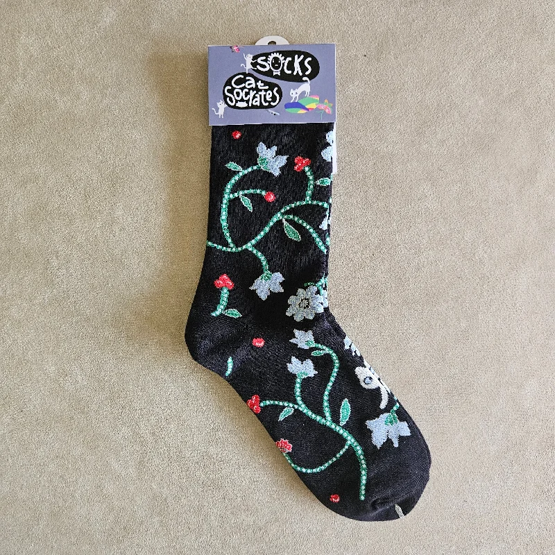 Women's Stylish Outerwear Batik & Kitty Series Socks - Blue Flora Motif