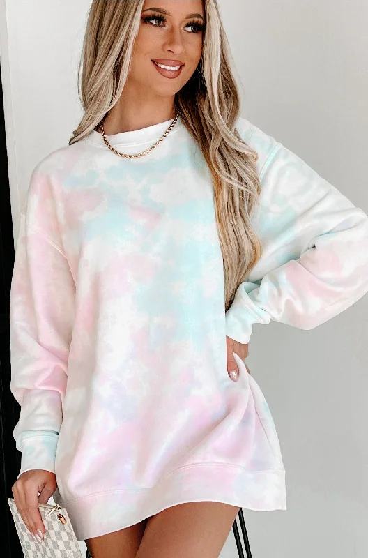 Versatile Wardrobe Essentials Lightweight Tie Dye Crewneck (Tie Dye Cotton Candy)