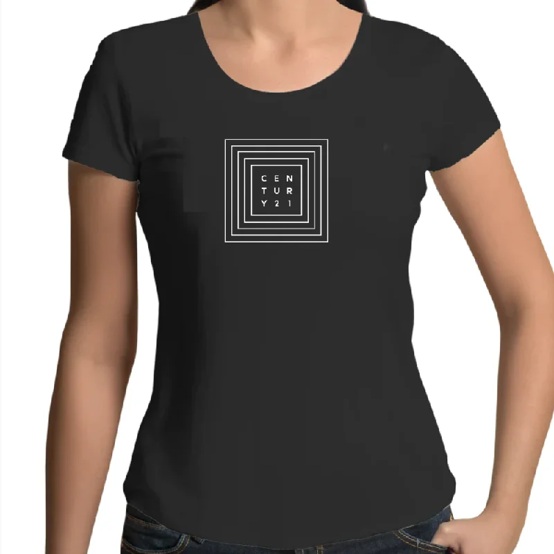 Trendy Women's Outfits for Casual Wear Mali Square Logo Tee - Black