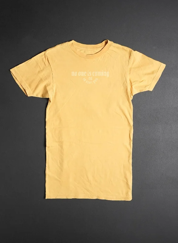 Fashion-forward Women's Wear NO ONE IS COMING OVERSIZED TEE- MUSTARD