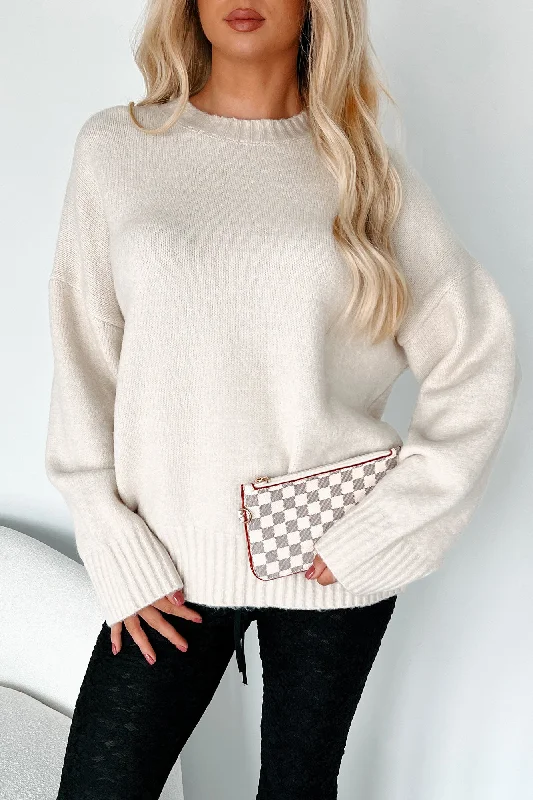 Online Boutique Stores Reed Oversized Crewneck Sweater (Cream)