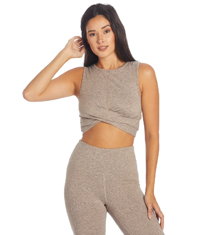 Comfy Women's Outfits for Daily Wear Zobha Melange Twist Crop Heather Cinder