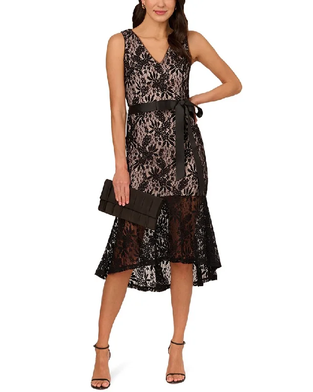 Casual Fashion Trends for Women Adrianna Papell Lace Midi Flounce Dress