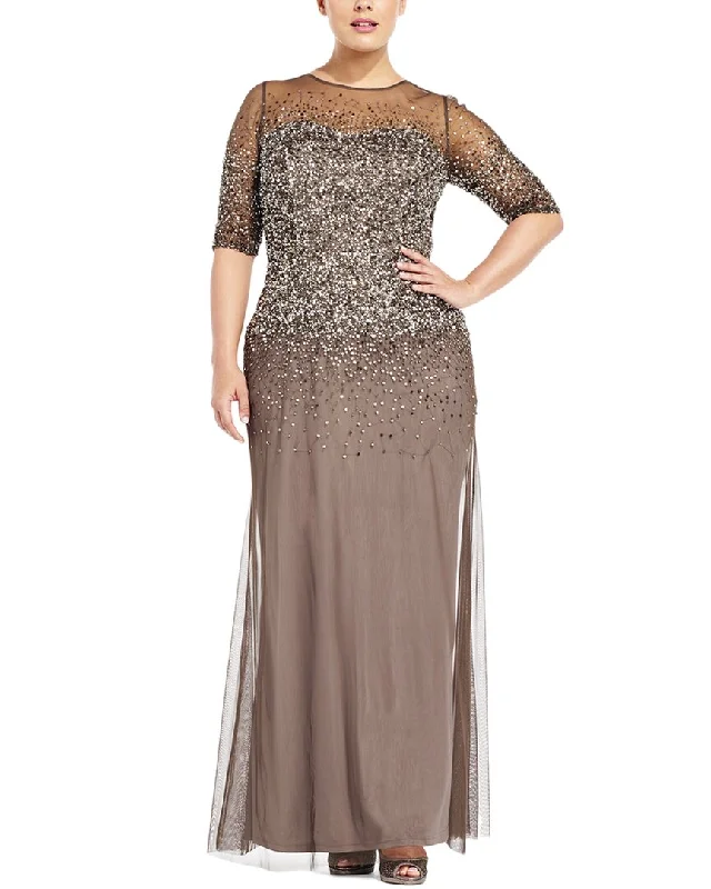 Don't Miss Out Adrianna Papell Petite Beaded Illusion Long Dress