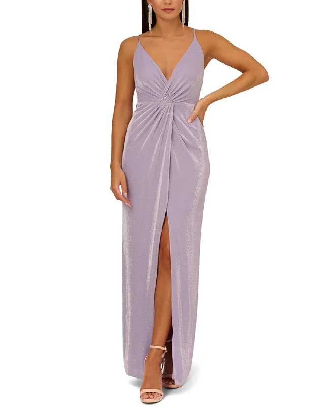 Women Apparel Aidan Mattox V-Neck Lurex Knit Gown