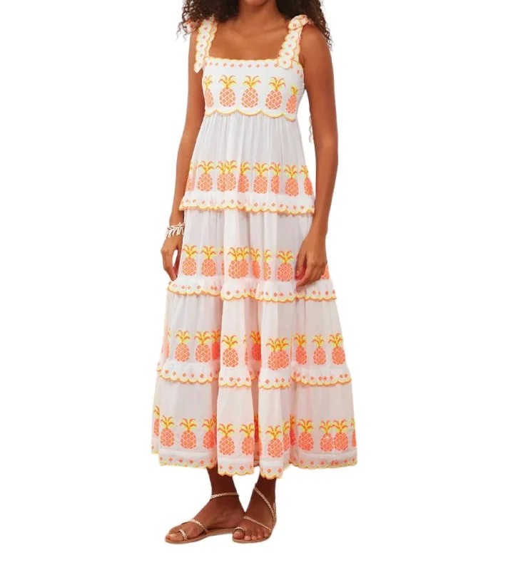 Laid-Back Elegance Athens Dress In Pineapple Cross Stitch