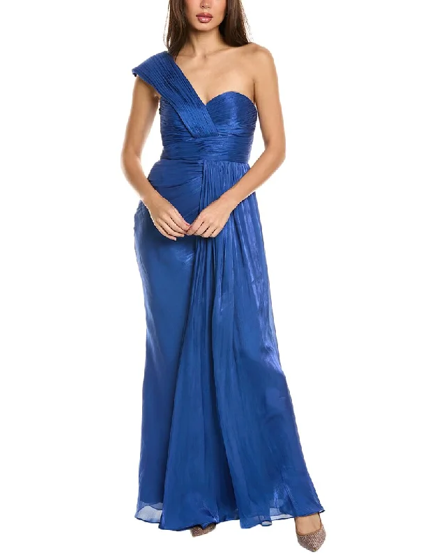 Clothing Online Badgley Mischka Draped One-Shoulder Gown