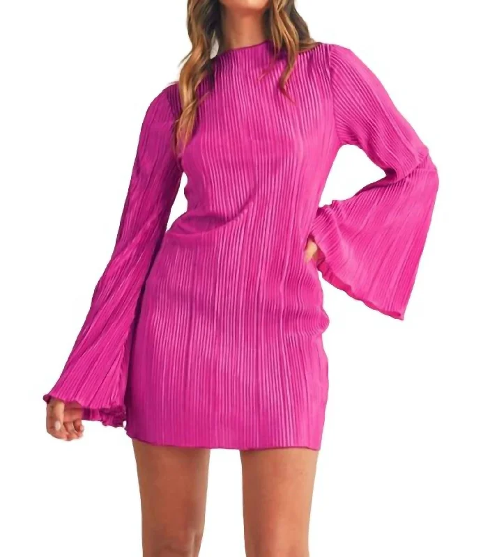 Flash Sale Now Bell Sleeve Mini Dress In Magenta