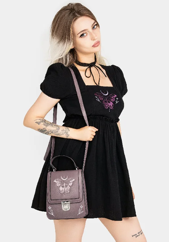 Special Offer Cocoon Butterfly Embroidered Puff Sleeve Mini Dress