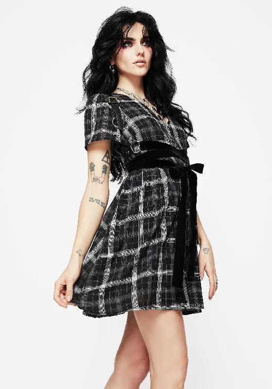 Affordable Women's Clothing Online Dilemma Check Mini Smock Dress