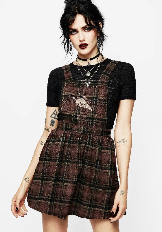 Fashion Forward, Function First Hickory Embroidered Check Mini Pinafore Dress