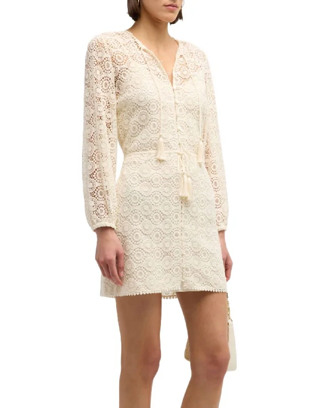 Clothing For Women Lace Tassle Dress In Cream