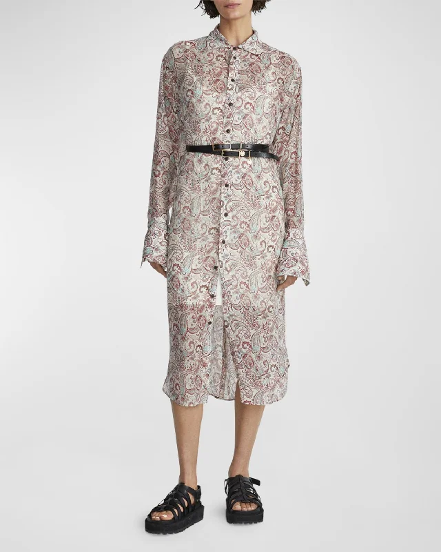 New Arrivals Leona Sheer Paisley Midi Shirtdress