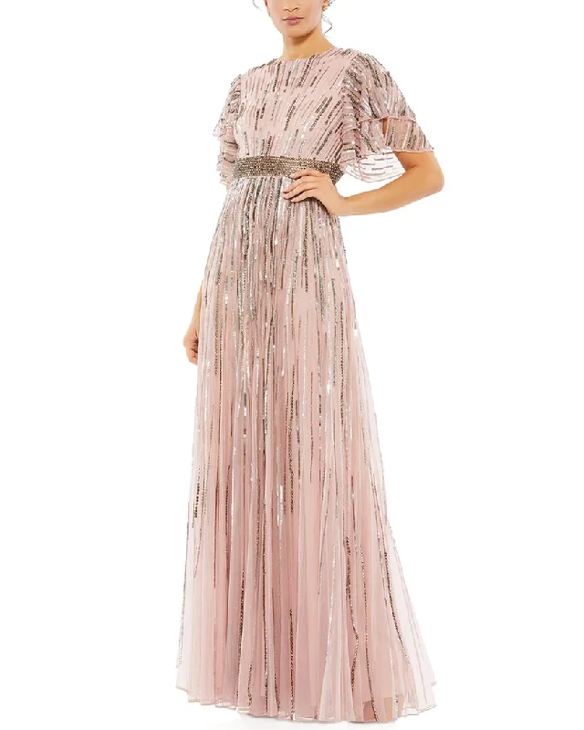 New Arrival Discount Mac Duggal Embellished Full Length Layered Sleeve Gown