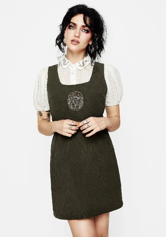 Shop Our Looks Mycelium Embroidered Mini Pinafore Dress