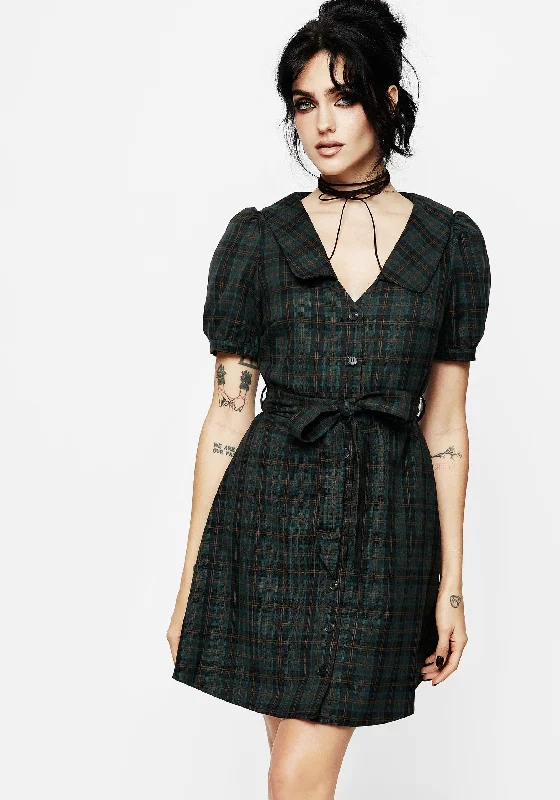 Online Boutiques Clothing Nightingale Check Collar Mini Shirt Dress