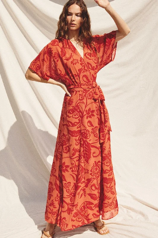 Best Online Clothing Boutiques Orange Wrap Maxi Dress