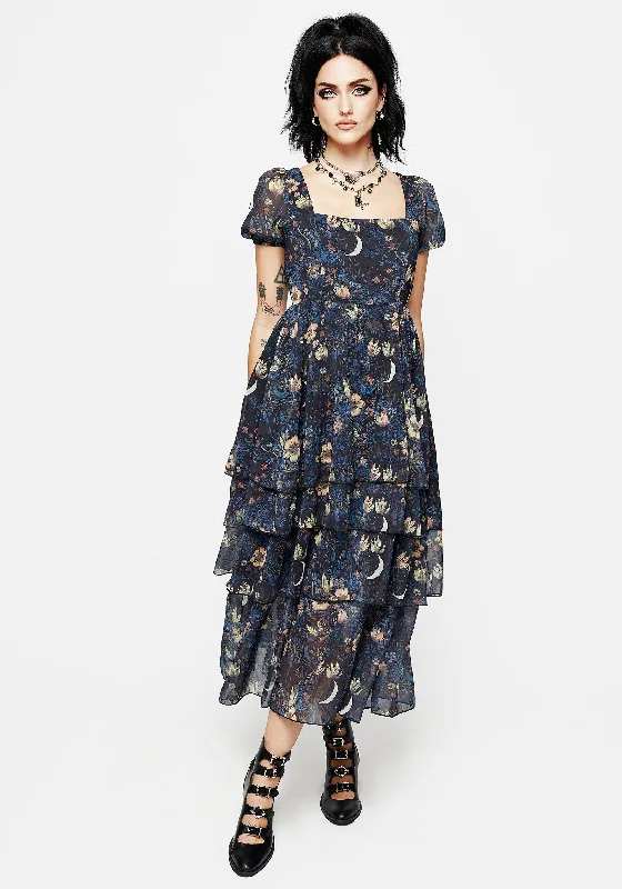 Chic Wardrobe Essentials Primrose Floral Chiffon Layered Midaxi Dress