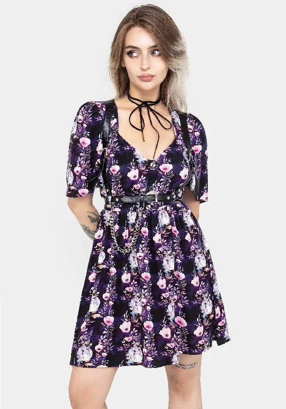 Stylish Women's Apparel Socordia Floral Moon Button Front Mini Dress