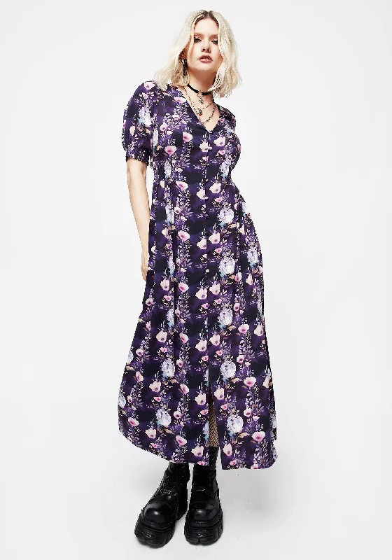 Casual Chic Socordia Floral Moon Ruched Waist Midaxi Dress