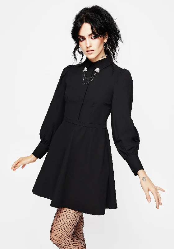 High-Quality Women's Fashion Dresses Styx Moth Collar Chain Mini Shirt Dress