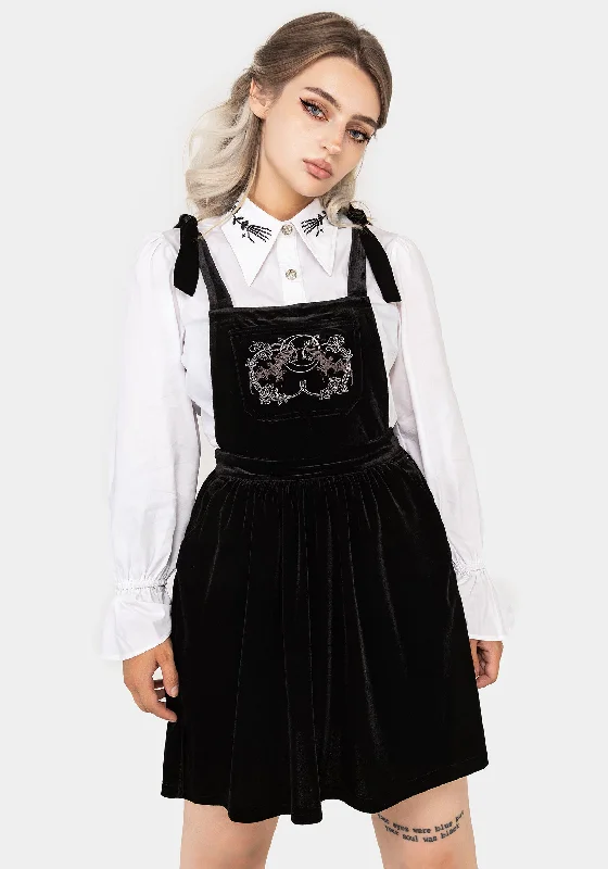 Trend Setting Wardrobe Vampyrum Bat Embroidered Mini Pinafore Dress