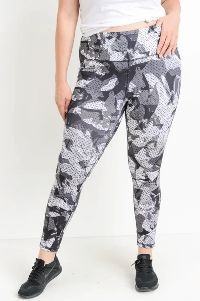 Designer Women's Fashion Online Camo Grey Full Legging, Print (Mono B)