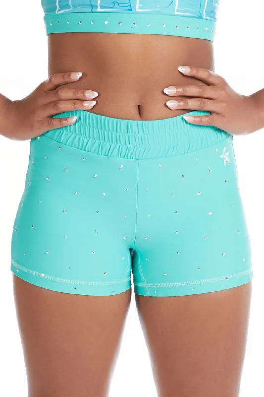 Luxury Fashion Cinched Compression Short in Aqua