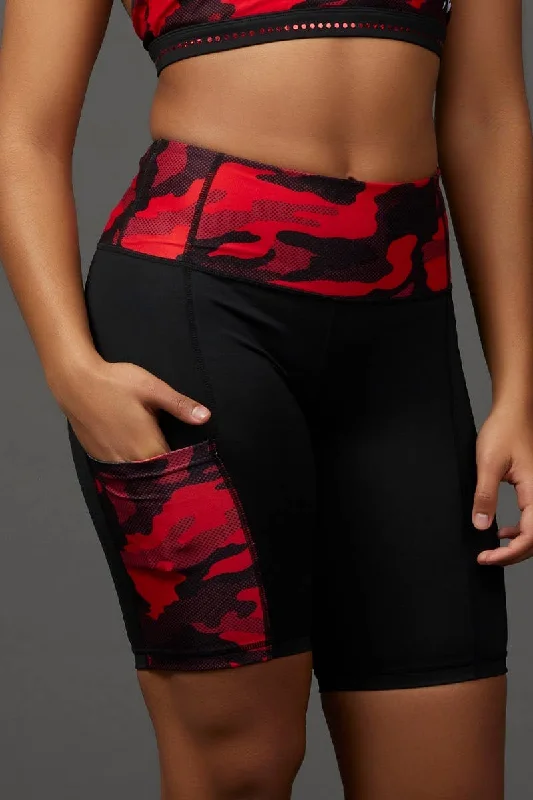 Trendy Women's Collection Elite Bike Short in Red Camo