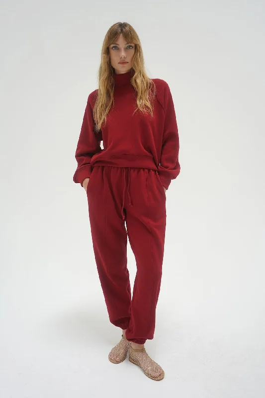 Wardrobe Update Jace Seamed Fleece Jogger - Oxblood