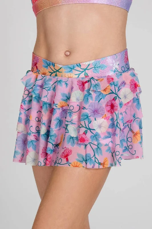 Vibrant Femme Fashion Layered Athletic Skirt in Floral Fairytale