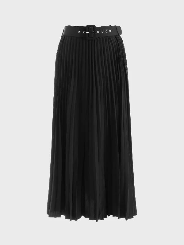 Comfort Meets Fashion Midsize Flowy Lady Pleated Maxi Skirt